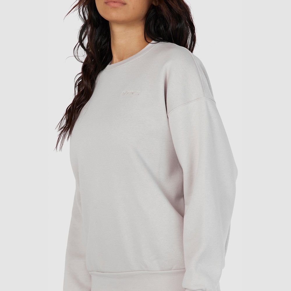 Lounge Underwear 365 Oversized Crew Neck Jumper Stone | BWTE-39504