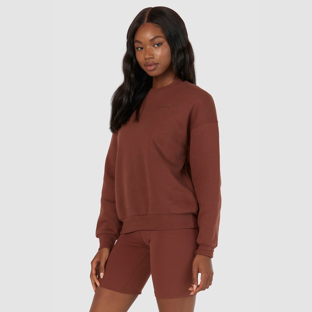 Lounge Underwear 365 Oversized Crew Neck Jumper Choklad | JUKF-96372