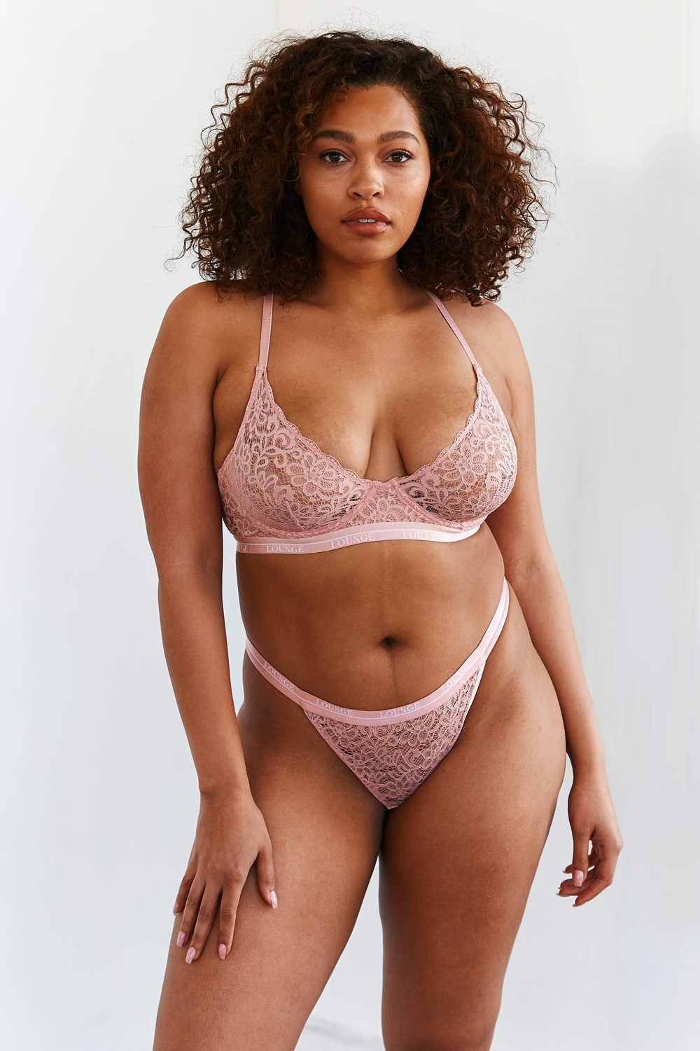 Lounge Underwear Balcony Bra & String Set Rosa | RMGW-89714