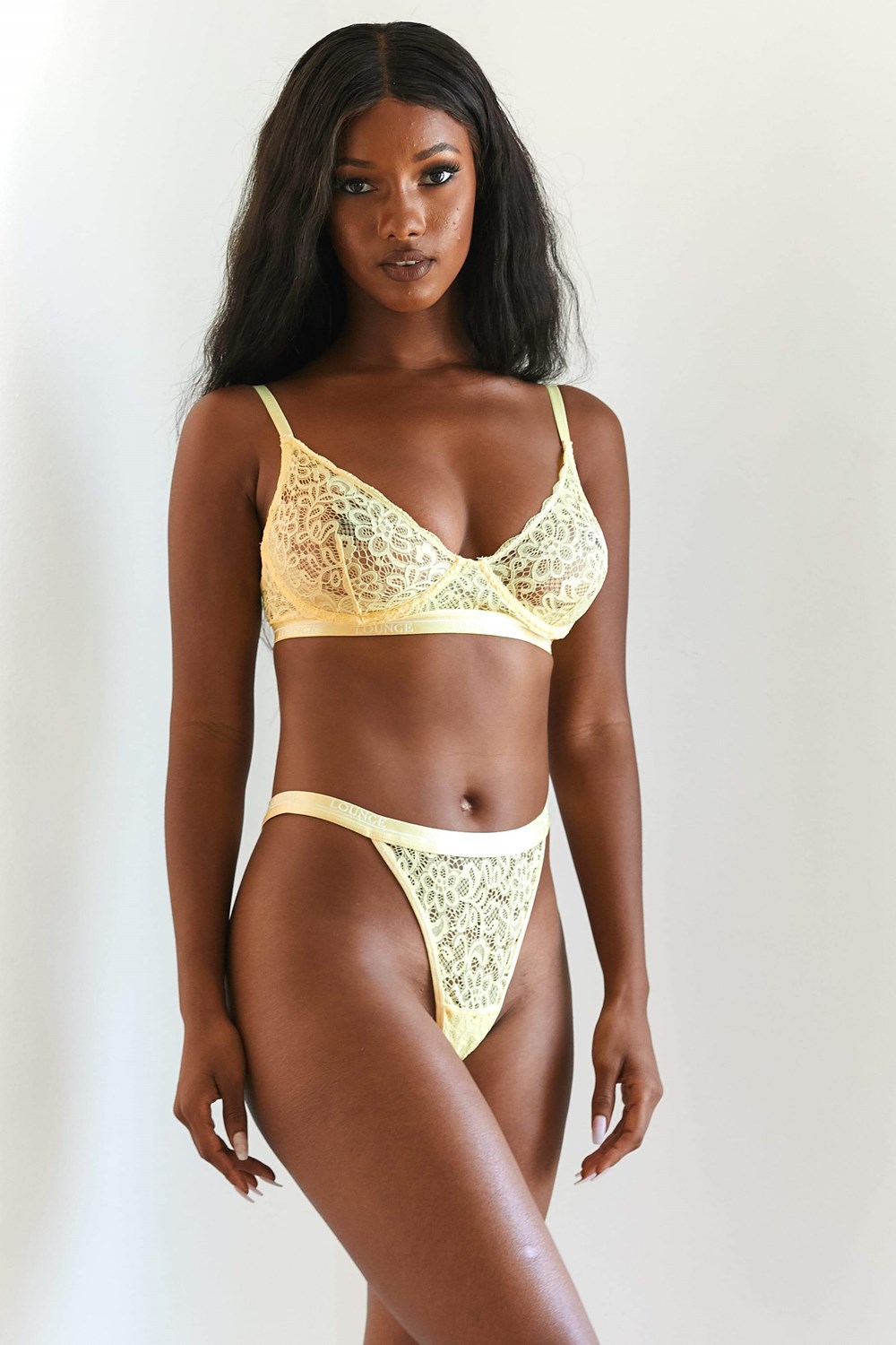 Lounge Underwear Balcony Bra & String Set Citron | YWQN-52078