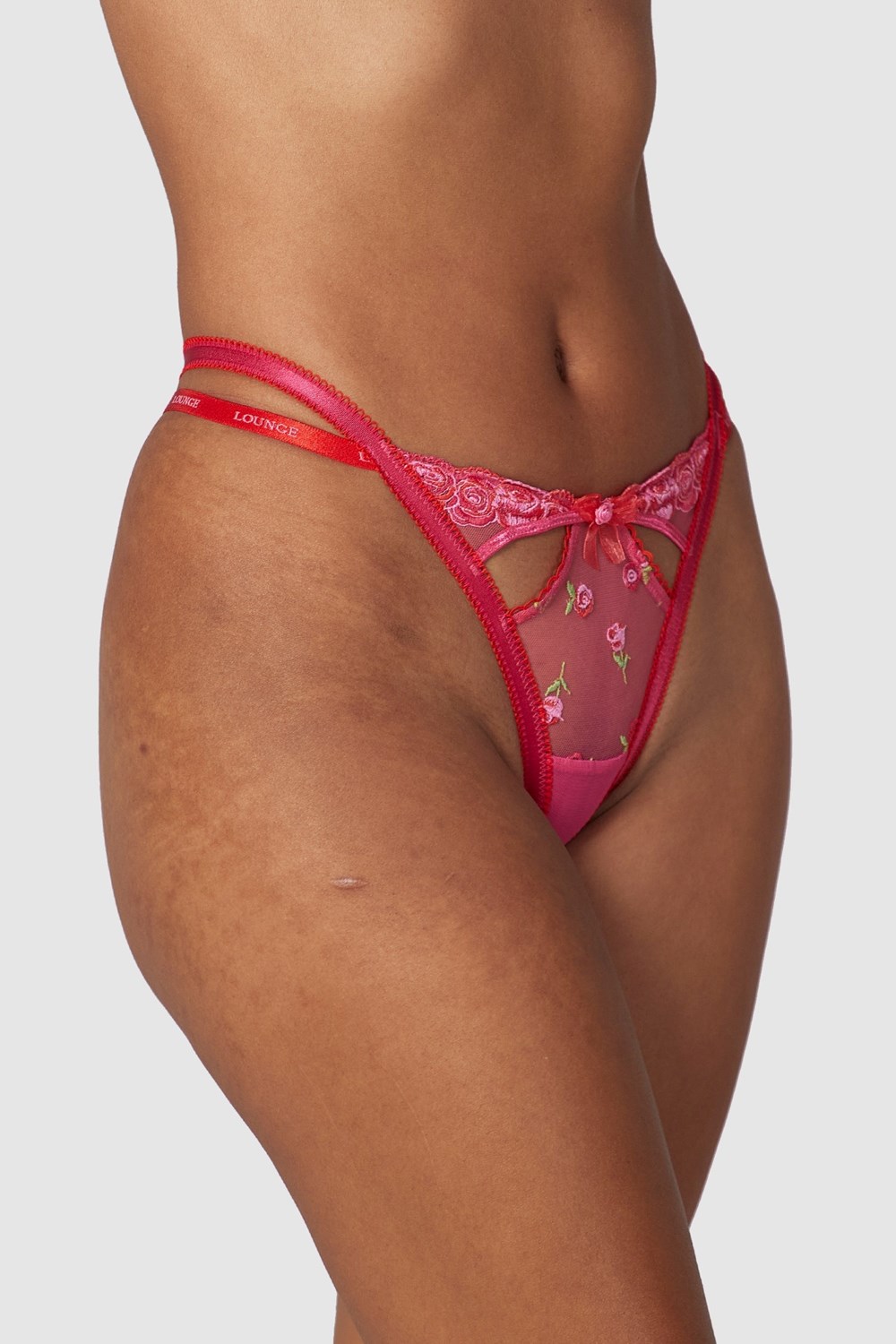 Lounge Underwear Blush Embroidered G-string Rosa | MLVE-98342