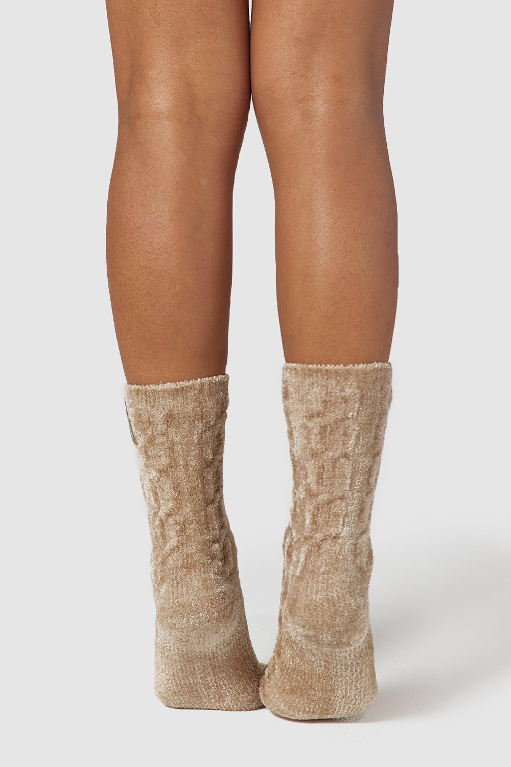 Lounge Underwear Chenille Stickad Socks Mink | GOQY-79480