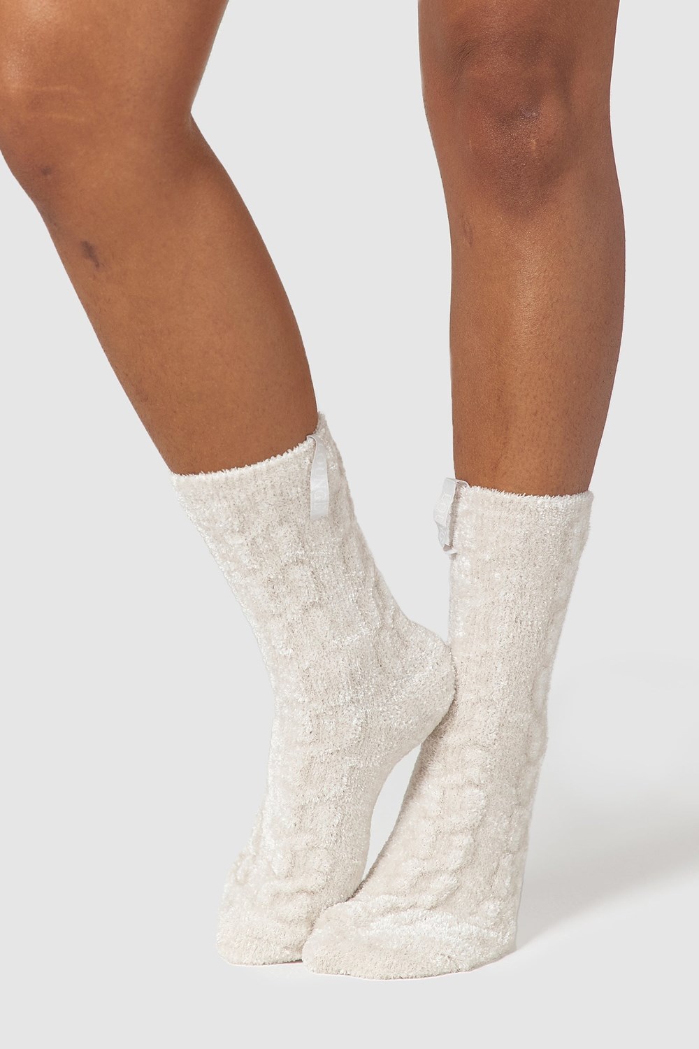 Lounge Underwear Chenille Stickad Socks Pearl | IMZQ-13792