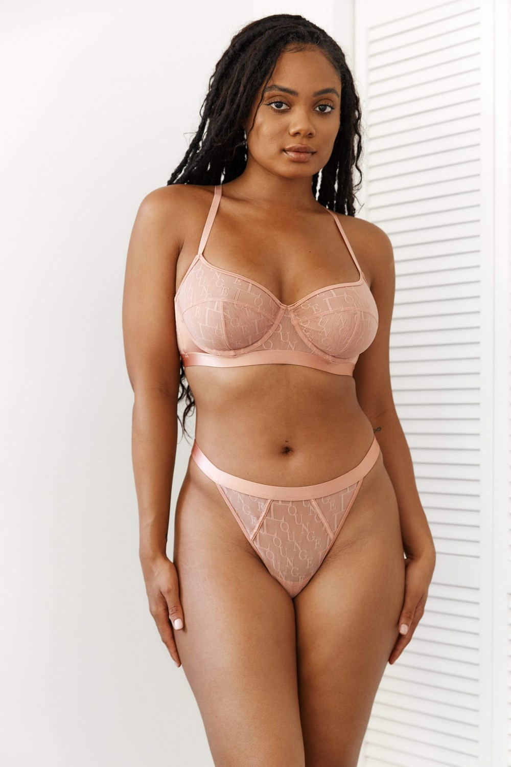 Lounge Underwear Chic Balcony Bra & String Set Rosa | BGUH-58362