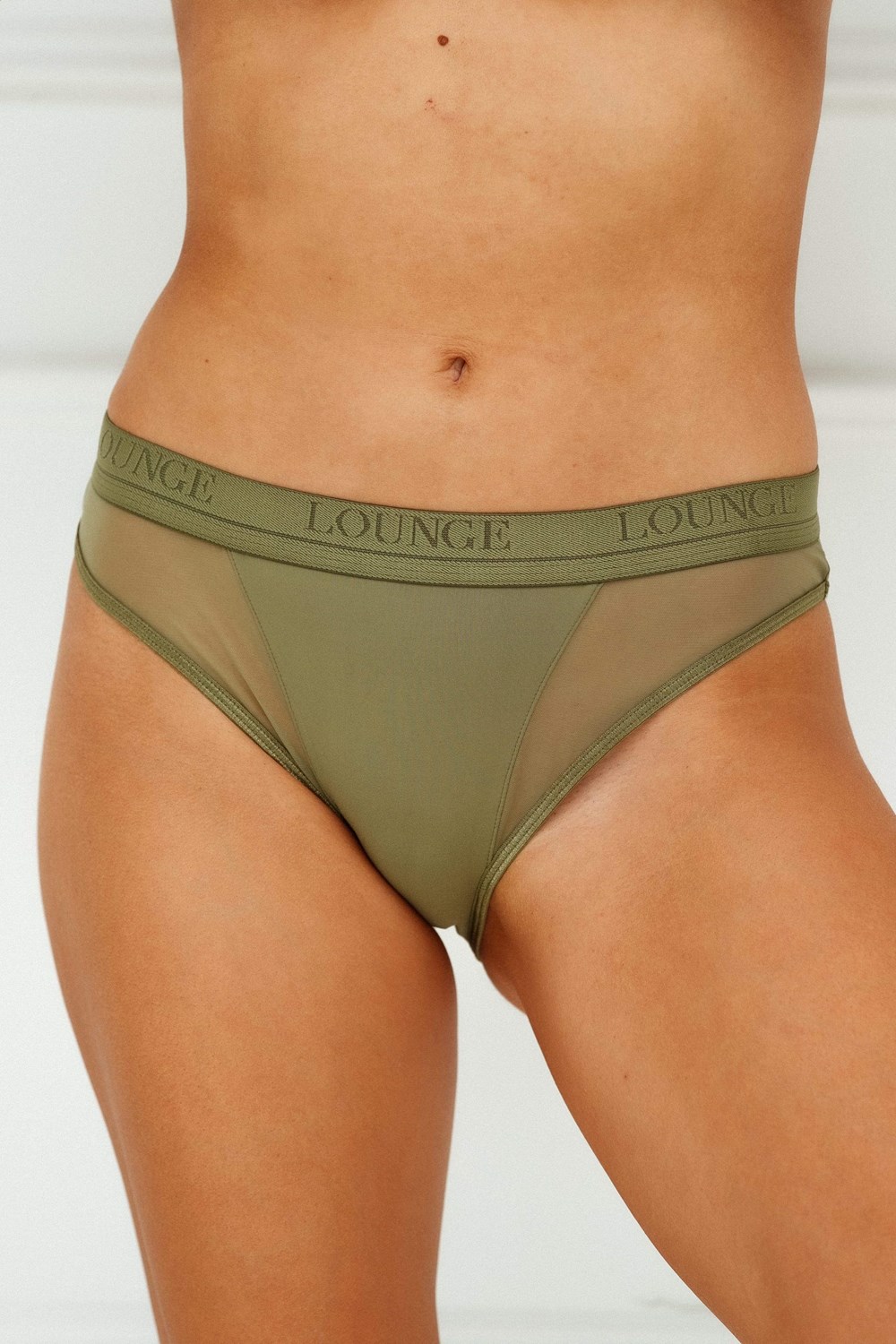 Lounge Underwear Contour Mesh Briefs Khaki | EUJB-03625