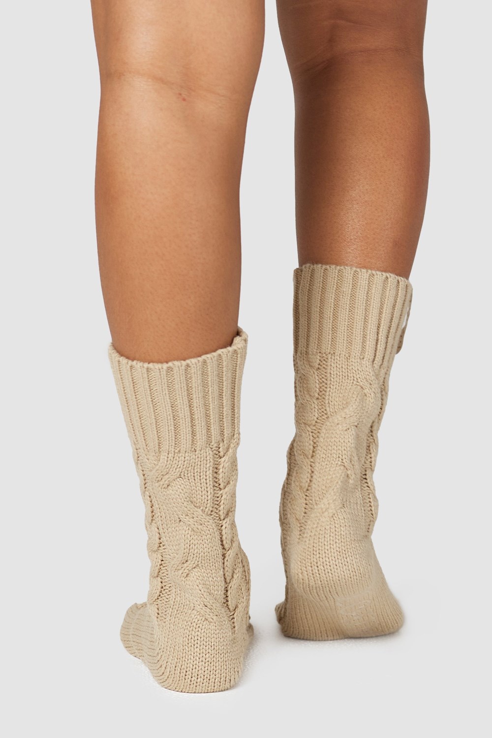 Lounge Underwear Cosy Stickad Socks Mink | APHS-15042