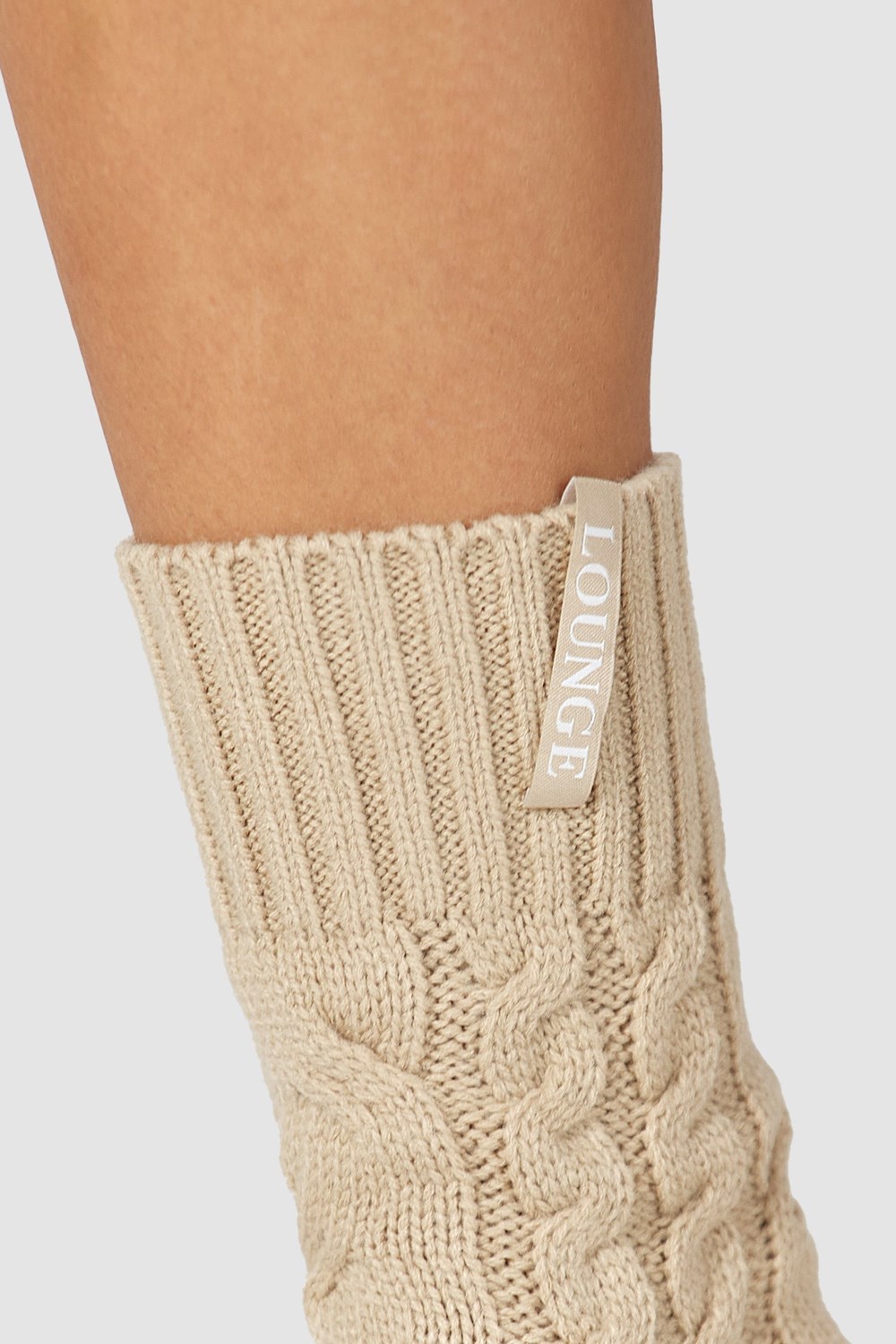 Lounge Underwear Cosy Stickad Socks Mink | APHS-15042