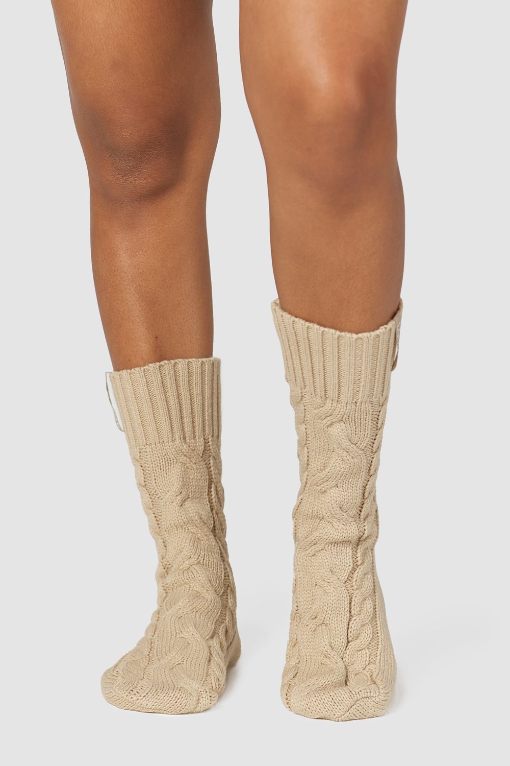 Lounge Underwear Cosy Stickad Socks Mink | APHS-15042