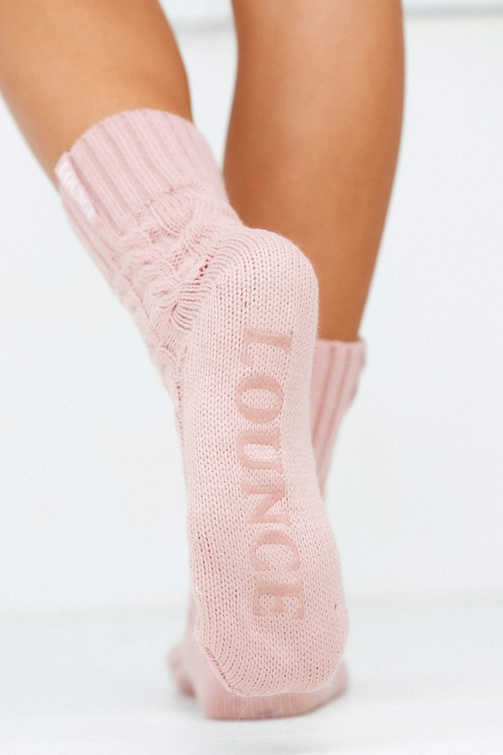 Lounge Underwear Cosy Stickad Socks Rosa | DOCP-62953