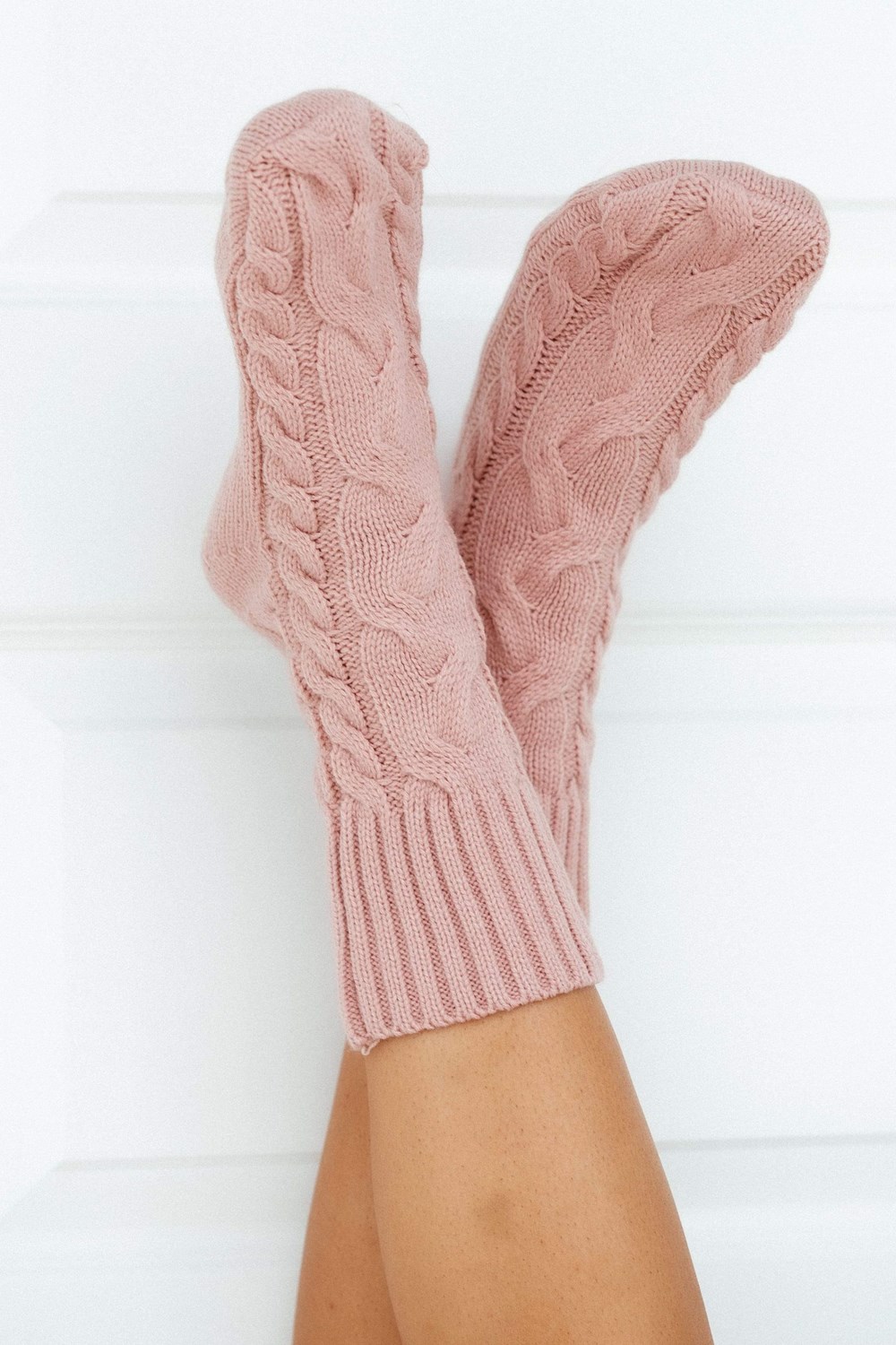 Lounge Underwear Cosy Stickad Socks Rosa | DOCP-62953