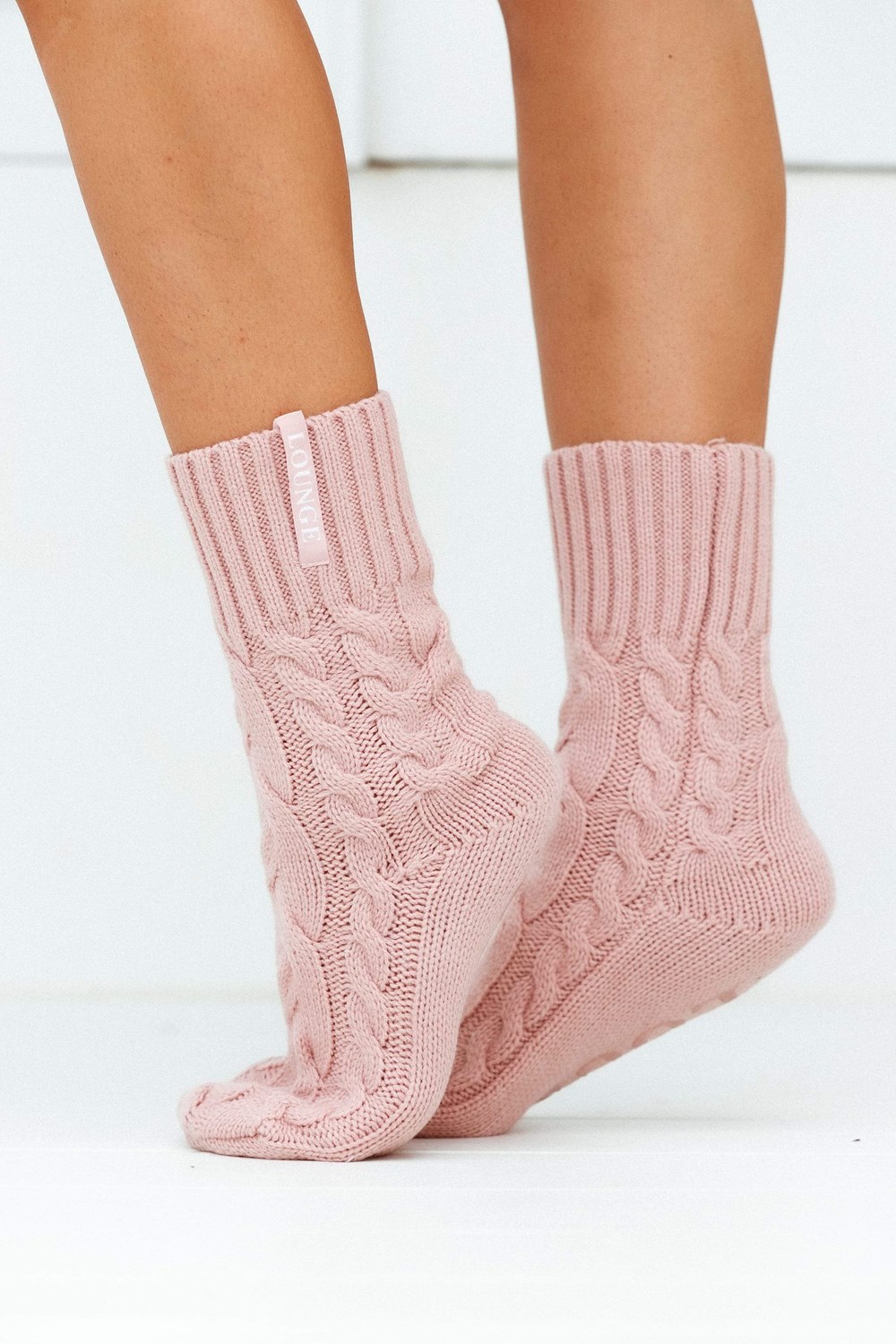 Lounge Underwear Cosy Stickad Socks Rosa | DOCP-62953