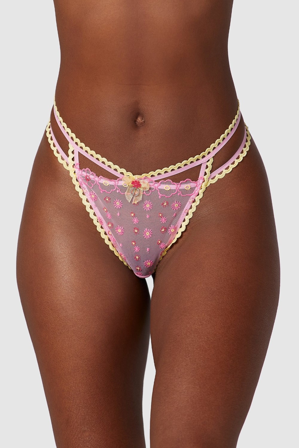 Lounge Underwear Daisy Embroidered Briefs Rosa | OGUX-28637