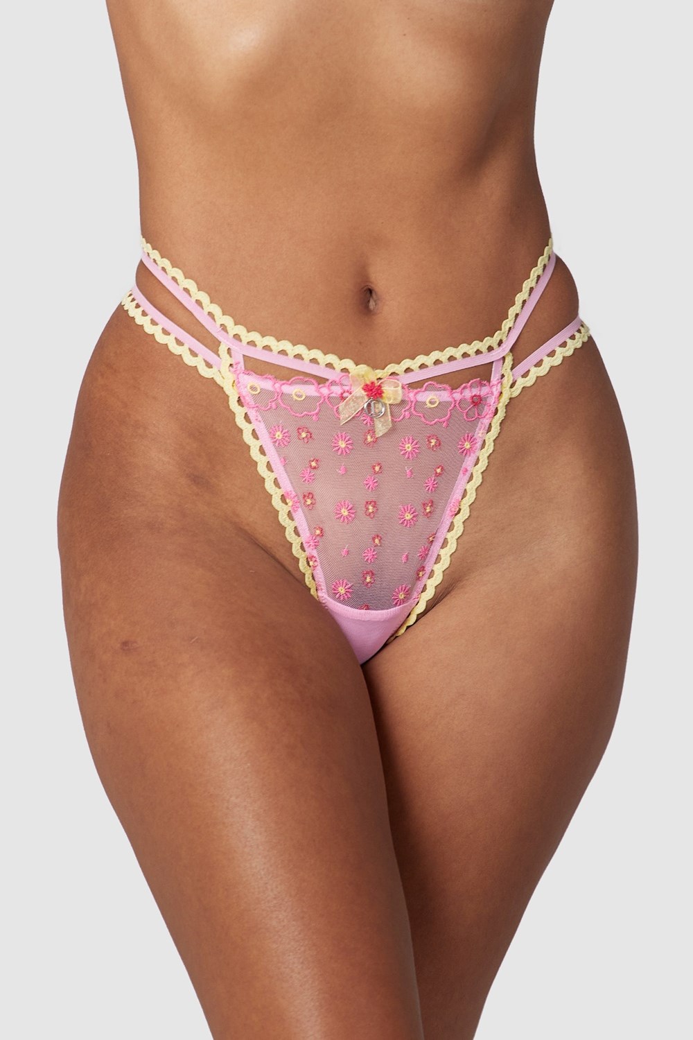 Lounge Underwear Daisy Embroidered String Rosa | RTUA-60319