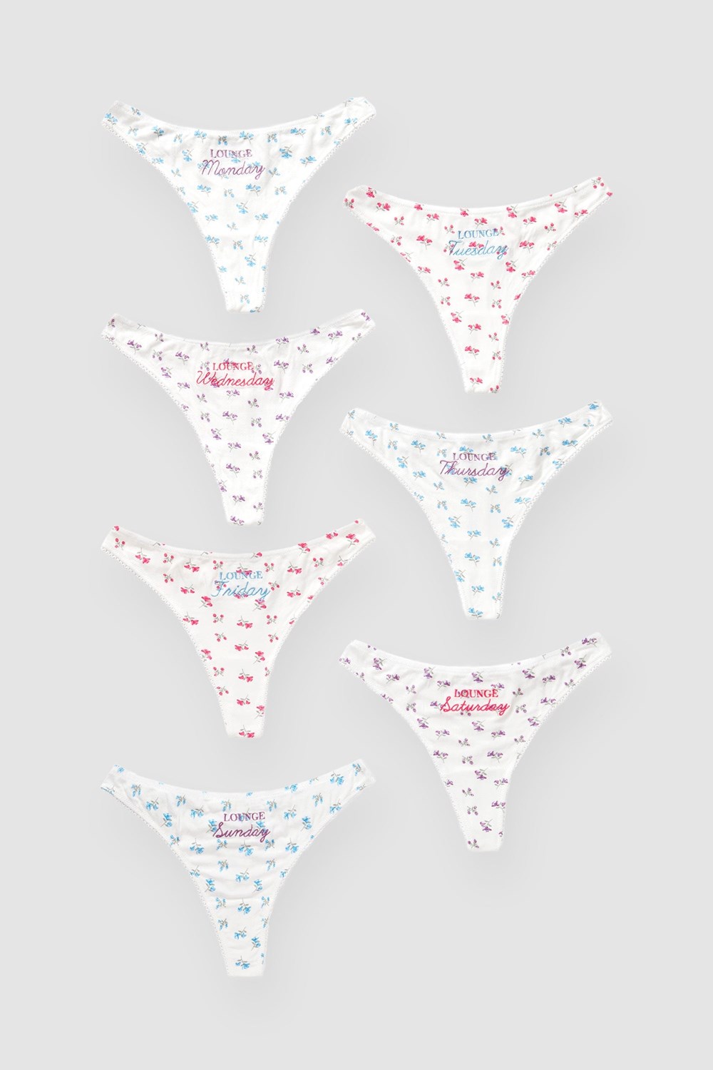 Lounge Underwear Days of the Week String (7 Pack) Print | UENL-20153