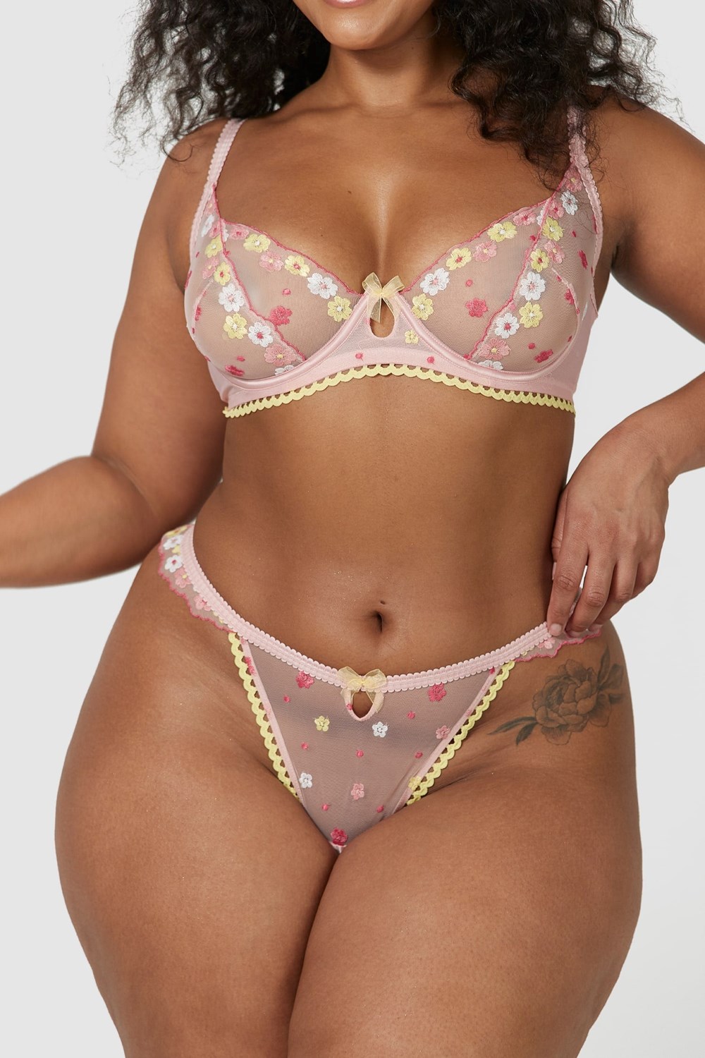 Lounge Underwear Fleur Balcony Bra & String Set Rosa | MFHS-37105