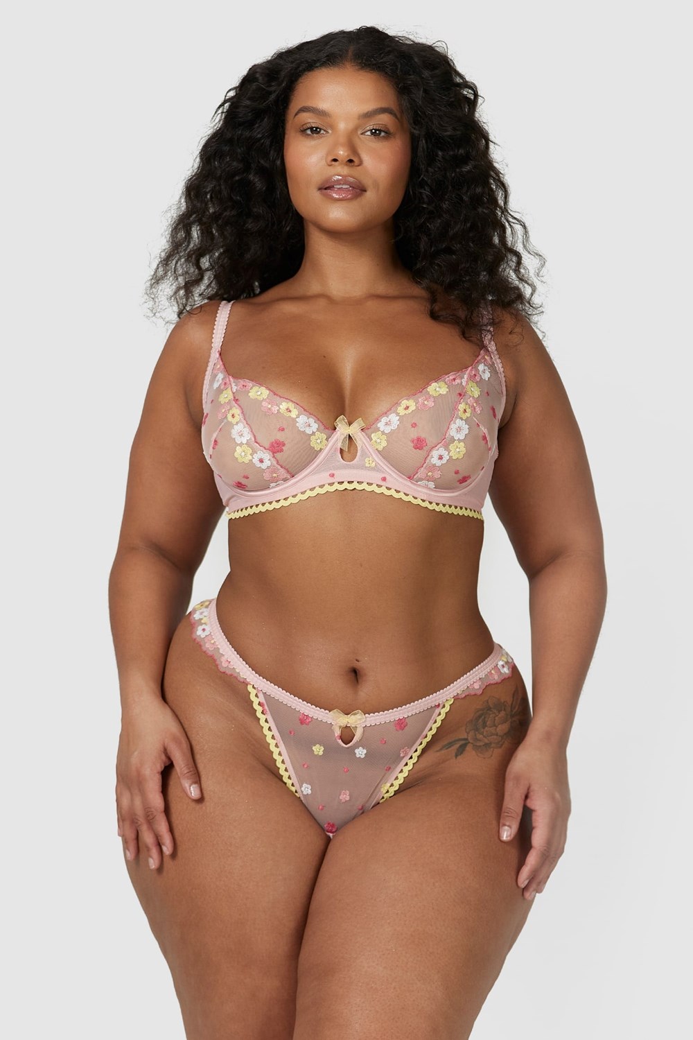 Lounge Underwear Fleur Balcony Bra & String Set Rosa | MFHS-37105