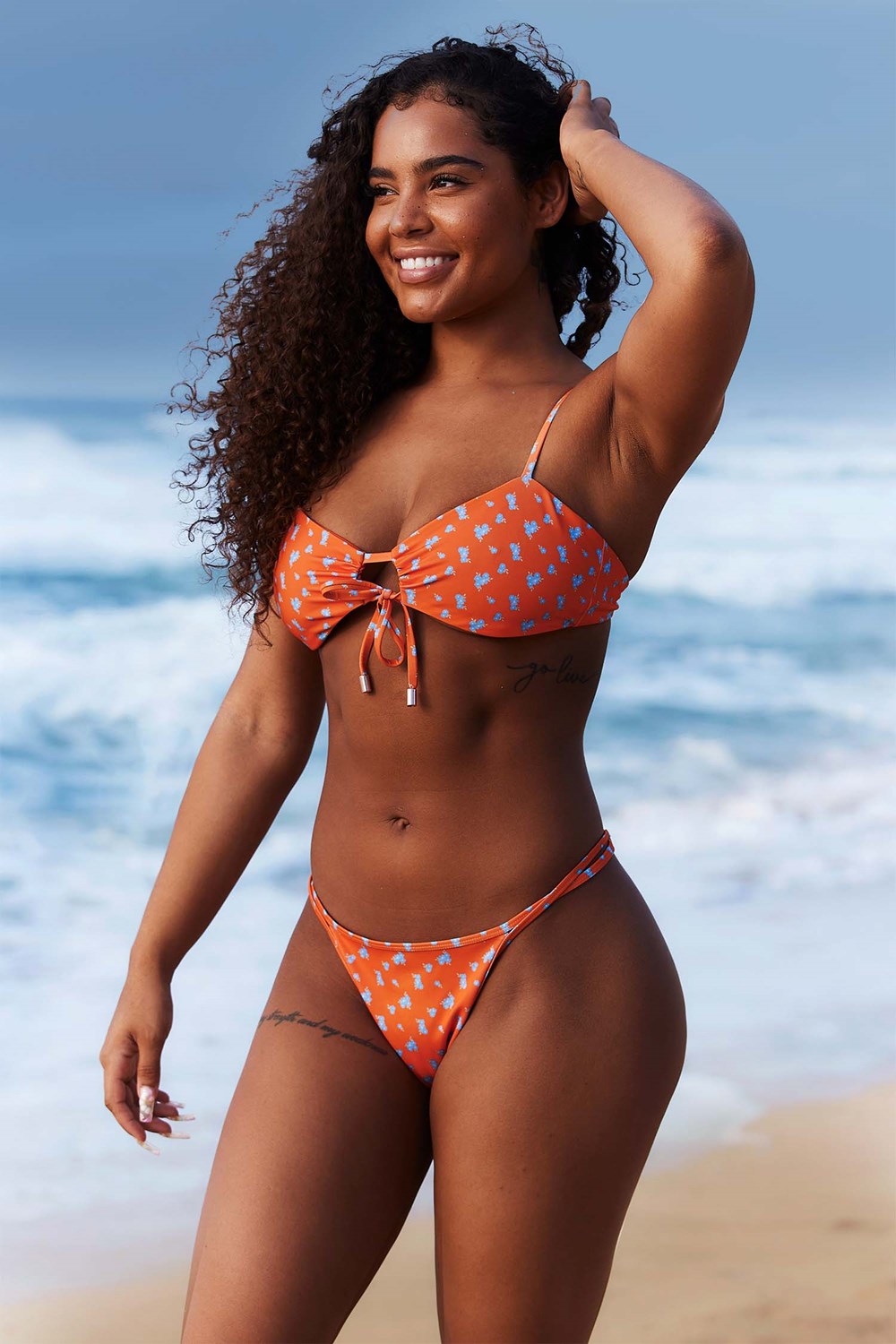 Lounge Underwear Floral Bikini Top Orange | VTWY-45328