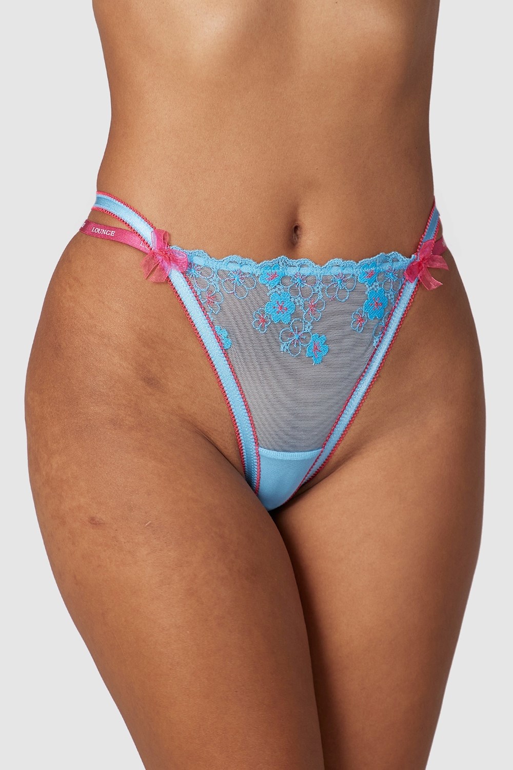 Lounge Underwear Floral Embroidered String Blå | HUTC-92684