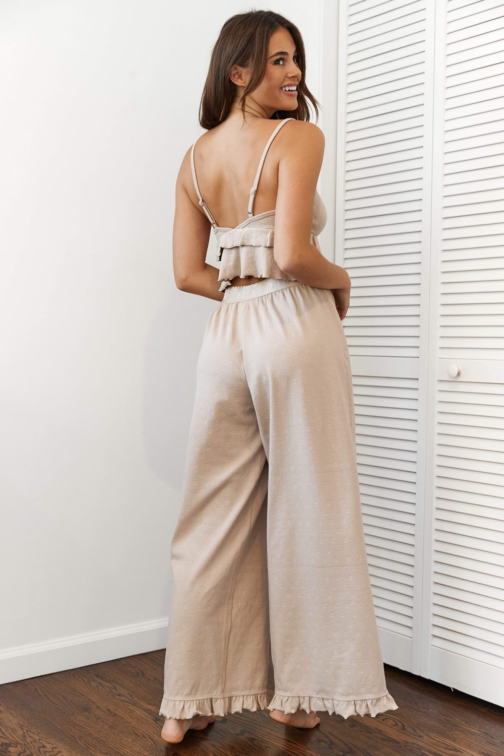 Lounge Underwear Frill Pajama Trousers Mink | QFGD-48026