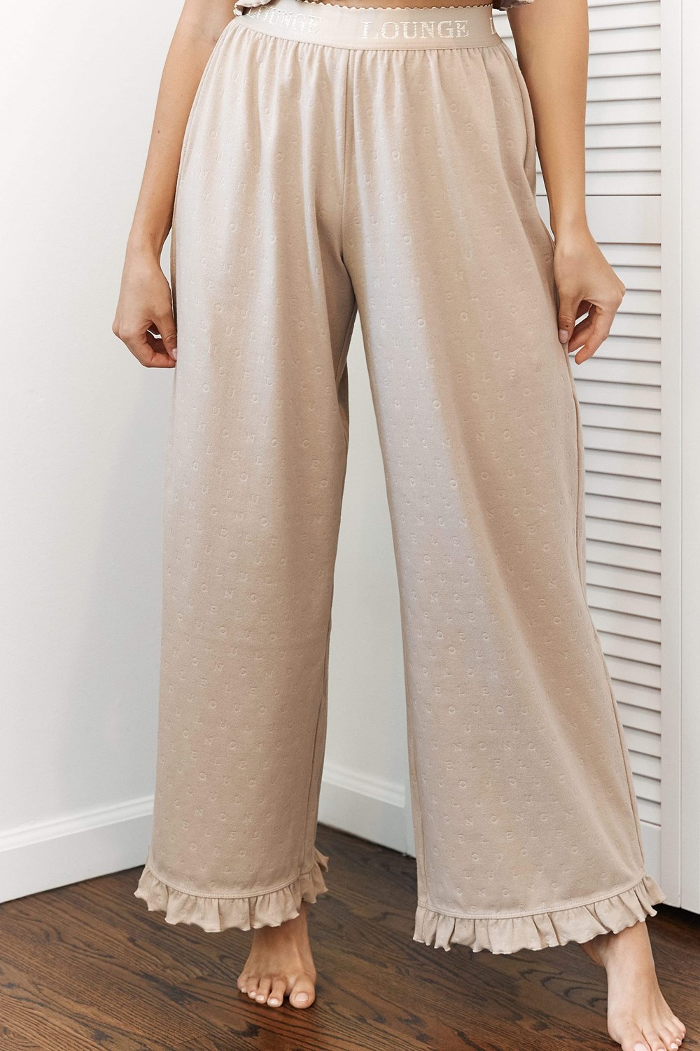 Lounge Underwear Frill Pajama Trousers Mink | QFGD-48026