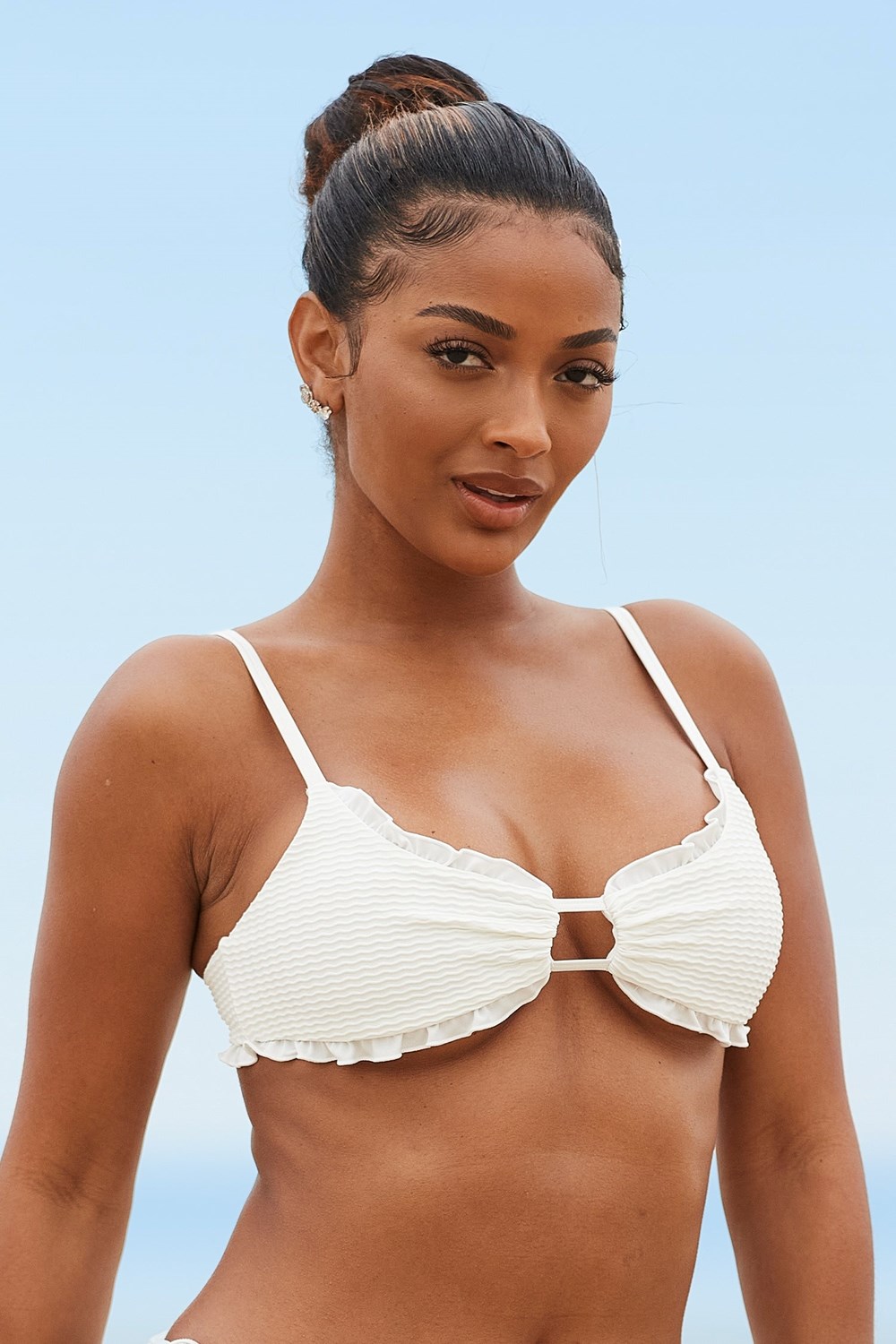 Lounge Underwear Hawaii Textured Bikini Top Grädde | NZLT-96154