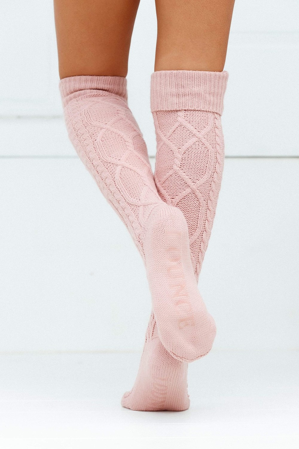 Lounge Underwear Knee-High Cosy Stickad Socks Rosa | NBKV-97821