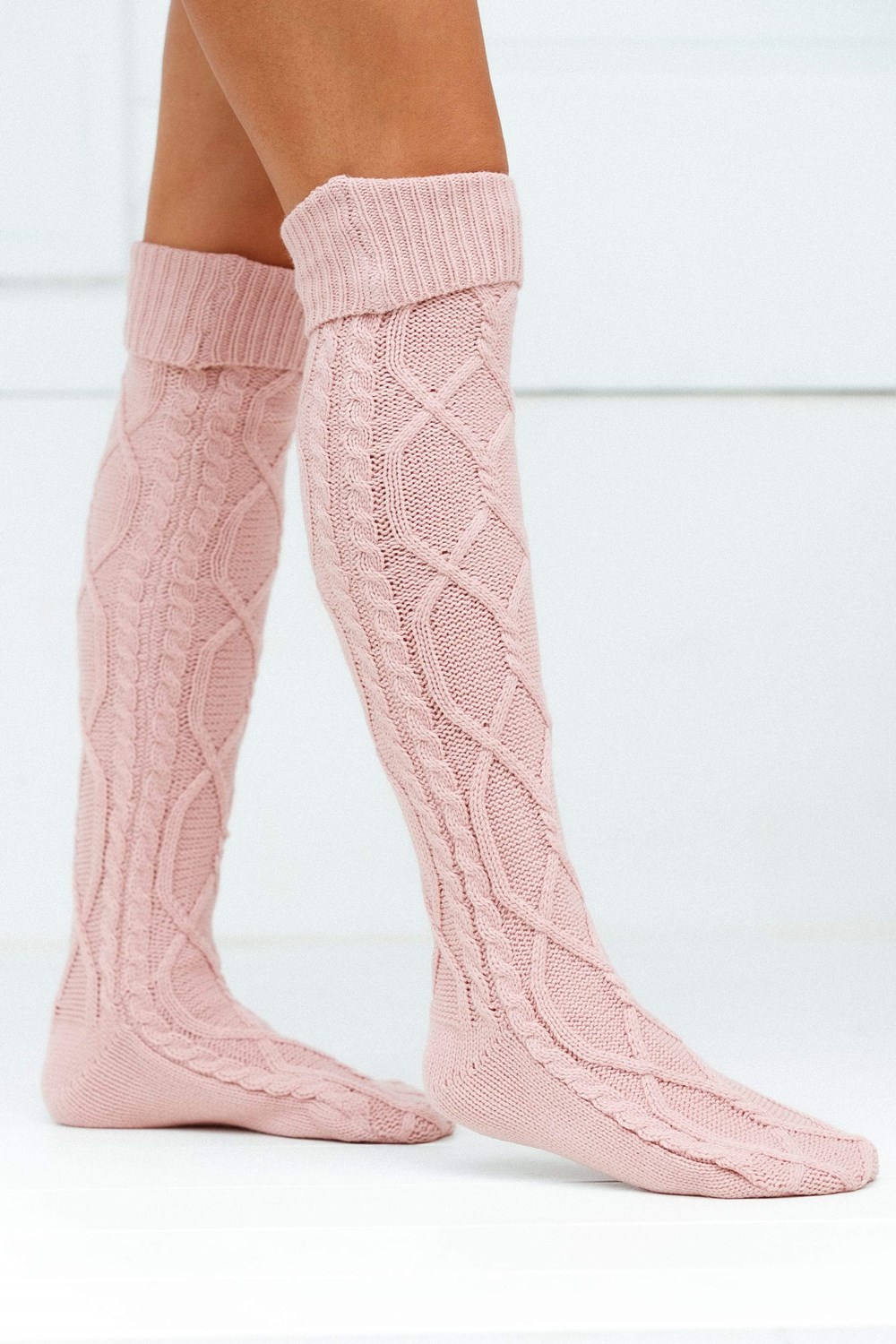 Lounge Underwear Knee-High Cosy Stickad Socks Rosa | NBKV-97821