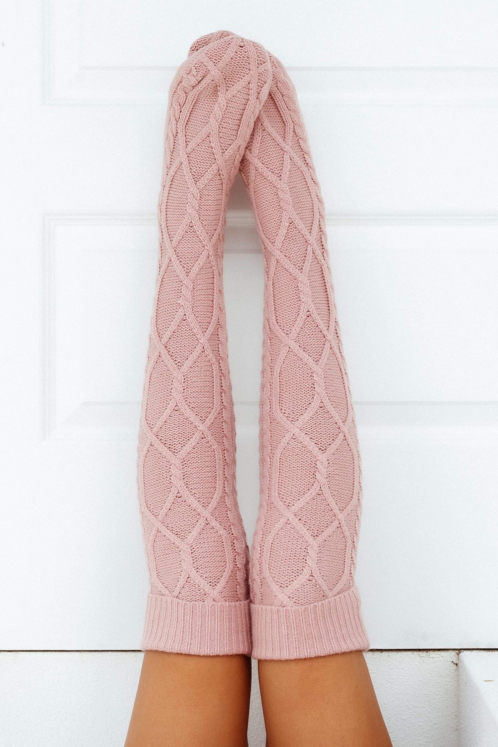 Lounge Underwear Knee-High Cosy Stickad Socks Rosa | NBKV-97821