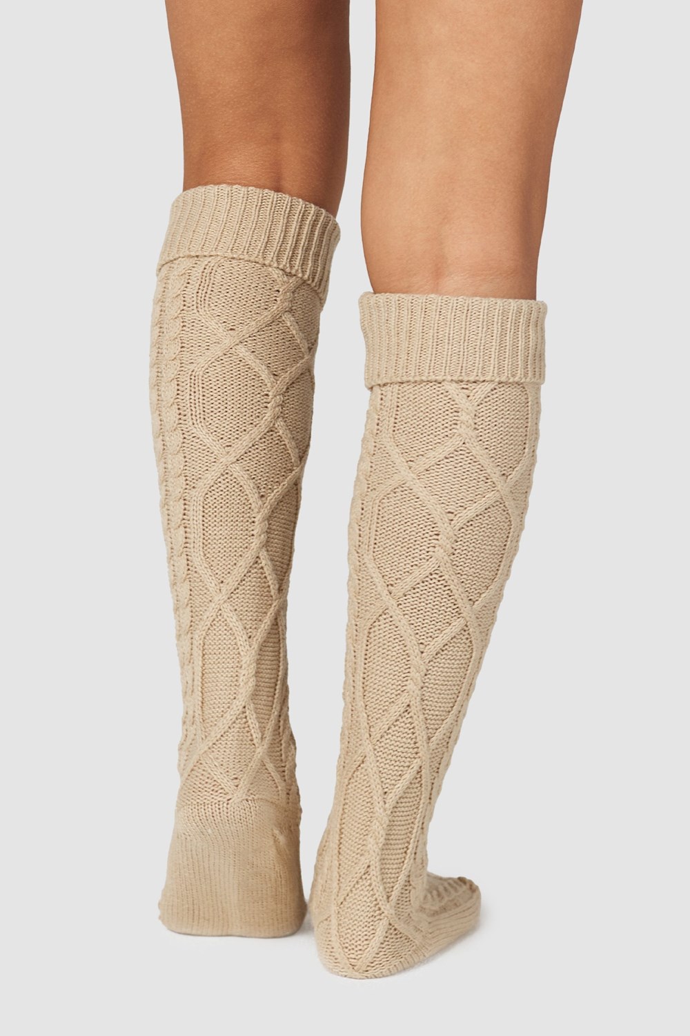 Lounge Underwear Knee-High Cosy Stickad Socks Mink | YVBD-84195