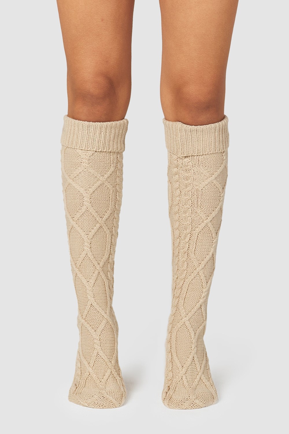 Lounge Underwear Knee-High Cosy Stickad Socks Mink | YVBD-84195