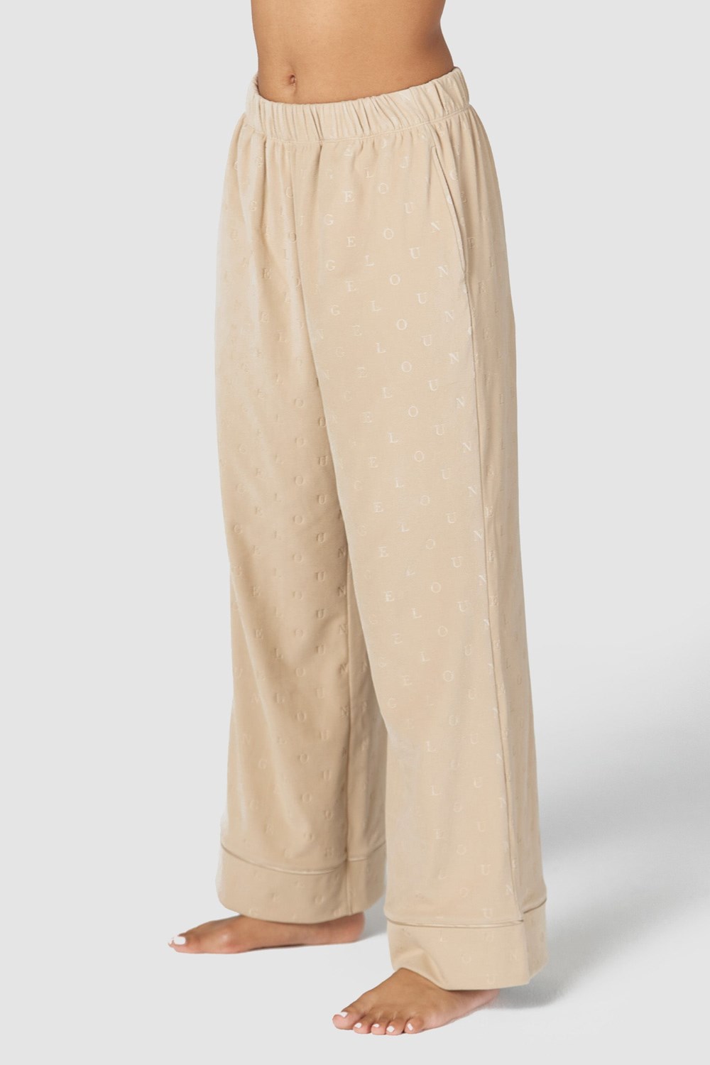 Lounge Underwear Luxury Embossed Pajama Trousers Mink | URLY-29534