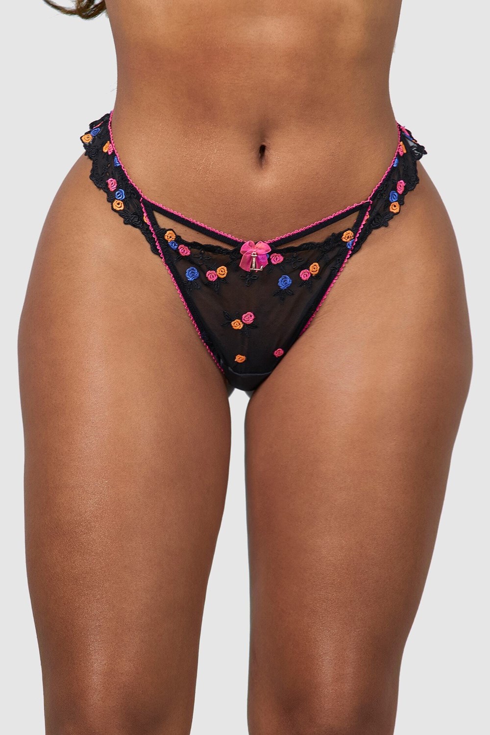 Lounge Underwear Neon G-string Svarta | KCND-15306