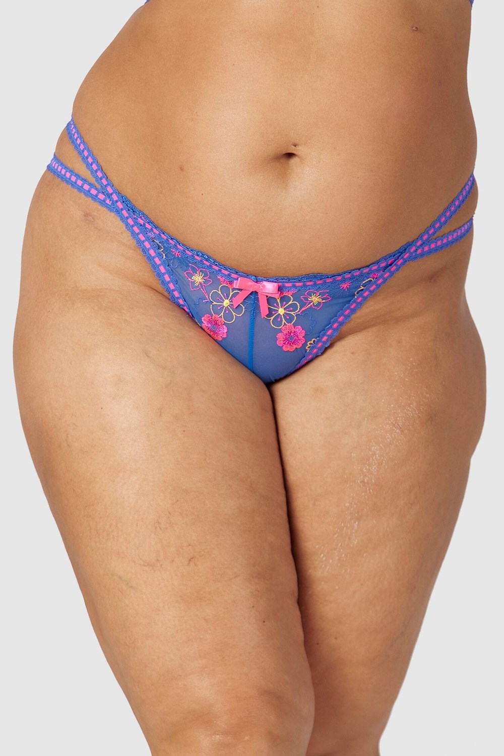 Lounge Underwear Neon String Blå | GVCY-10837