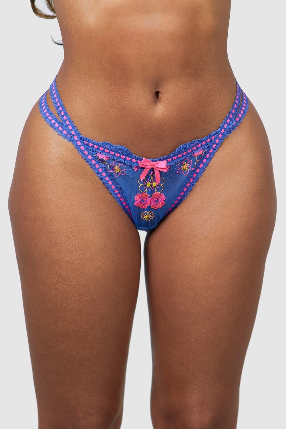 Lounge Underwear Neon String Blå | RVLI-94258