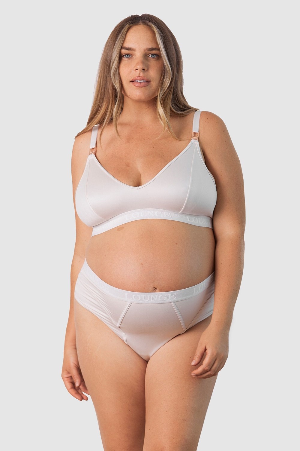 Lounge Underwear Nurture Nursing Bra & String/Briefs Set Grädde | EYQM-76591