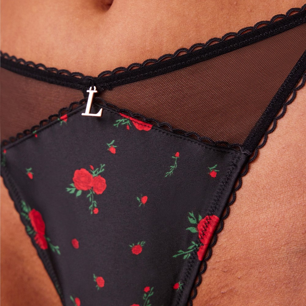 Lounge Underwear Rose String Svarta | TVLW-98604