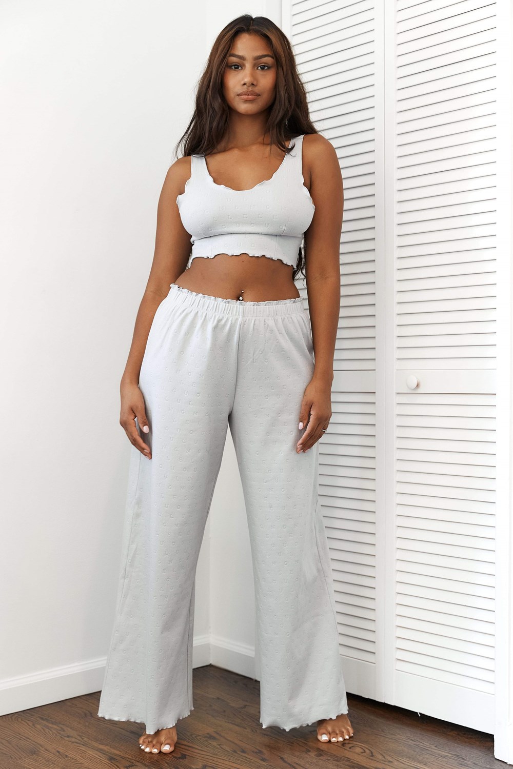 Lounge Underwear Ruffle Pajama Trousers Frost | EJYN-69307