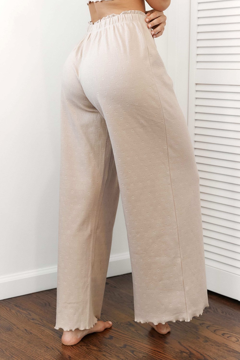 Lounge Underwear Ruffle Pajama Trousers Mink | XOPH-83921