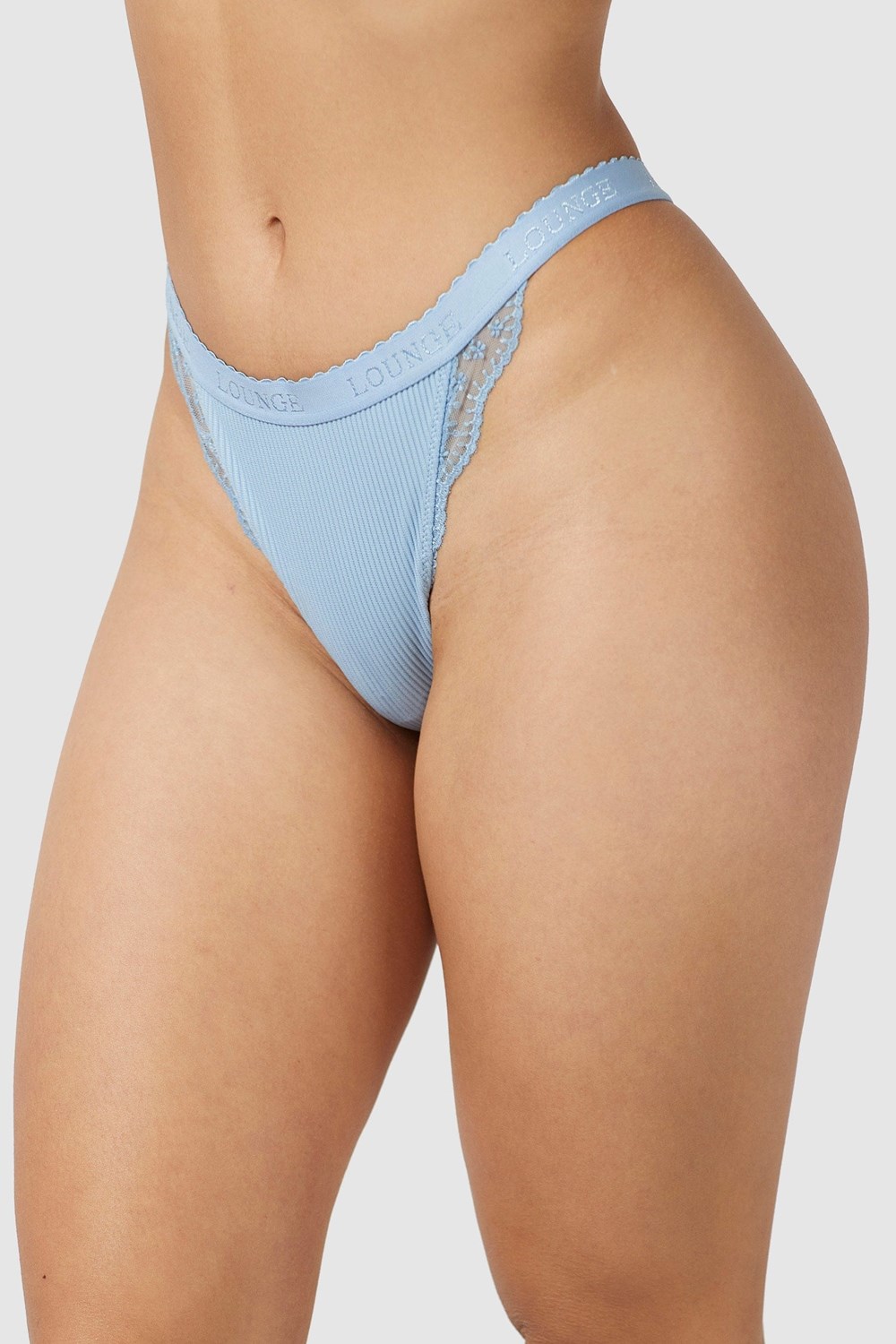 Lounge Underwear Räfflad String Blå | EHKQ-05249