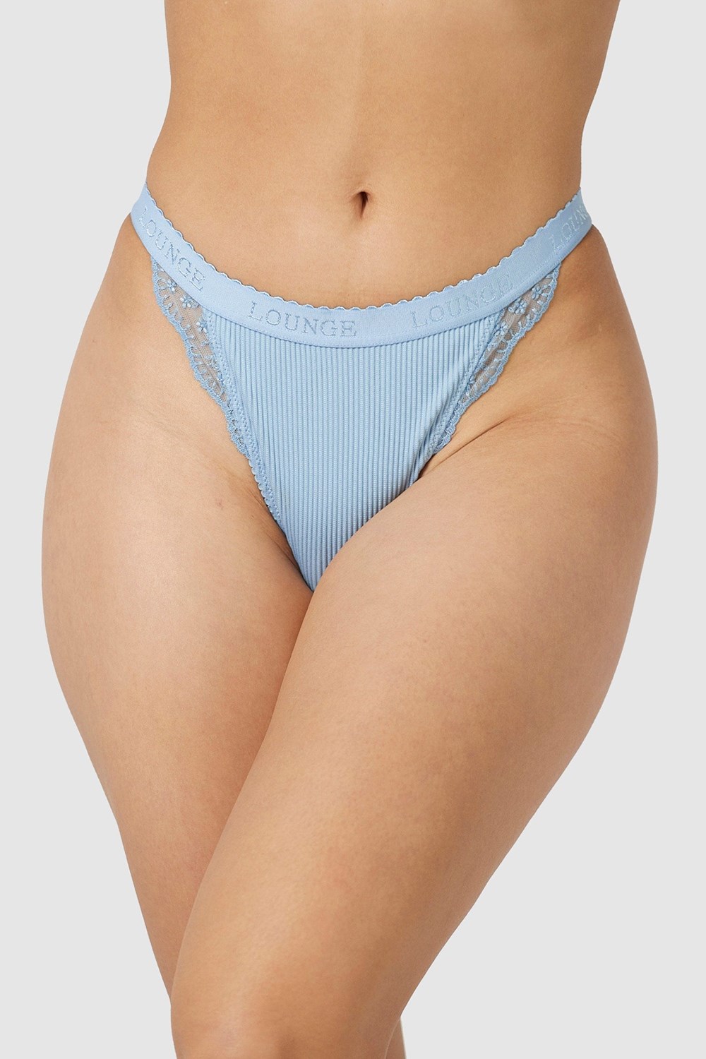 Lounge Underwear Räfflad String Blå | EHKQ-05249