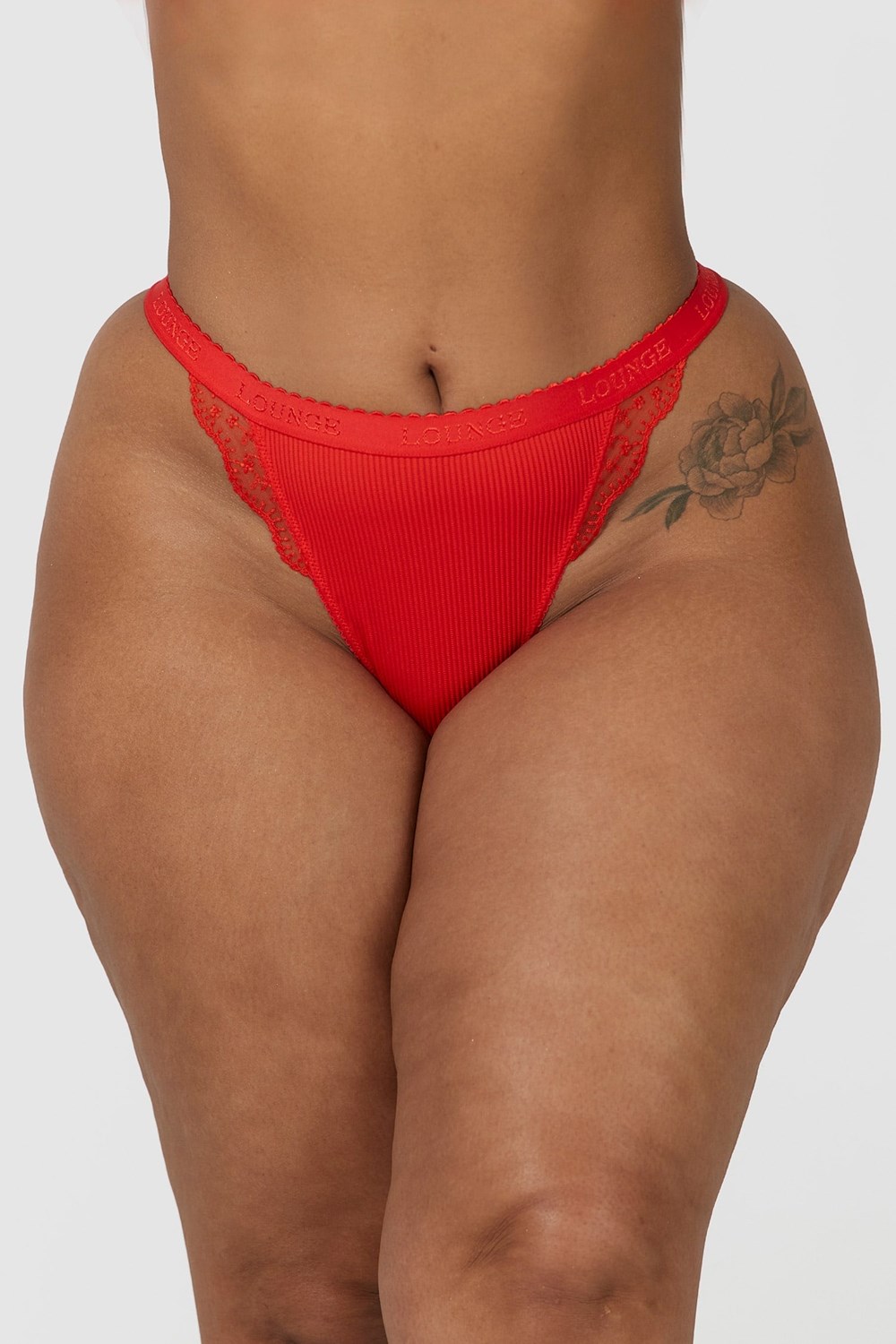 Lounge Underwear Räfflad String Röda | AHCN-60134