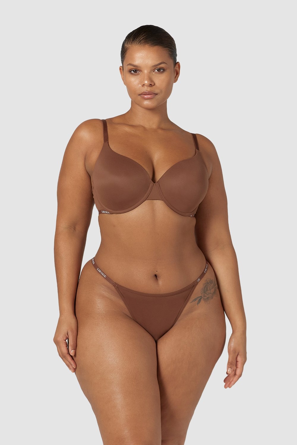 Lounge Underwear Smooth Klassiska T-shirt Bra & String/Briefs Set Chestnut | XHPE-14982