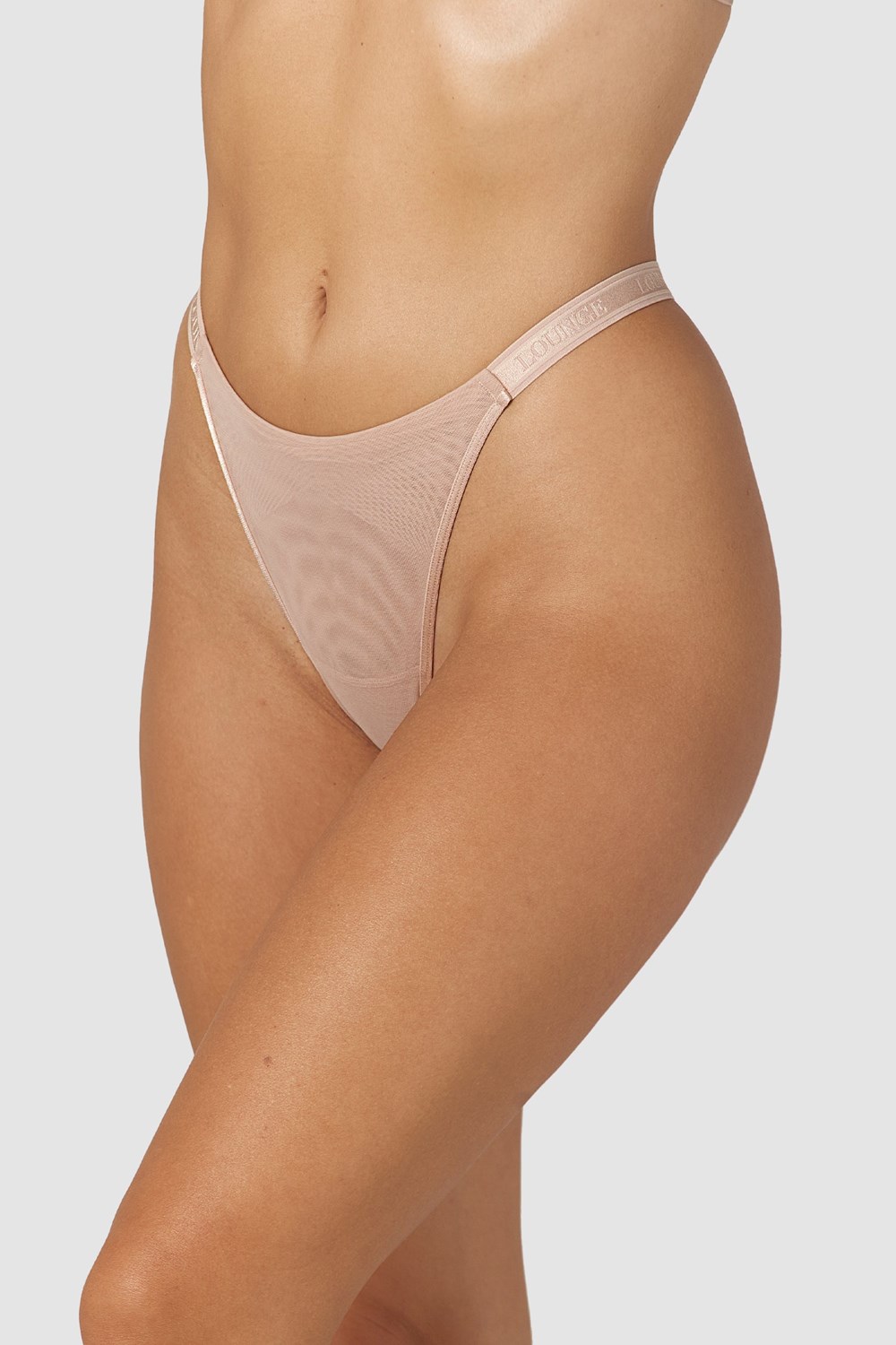 Lounge Underwear Smooth Mesh String Taupe | NAMQ-49076