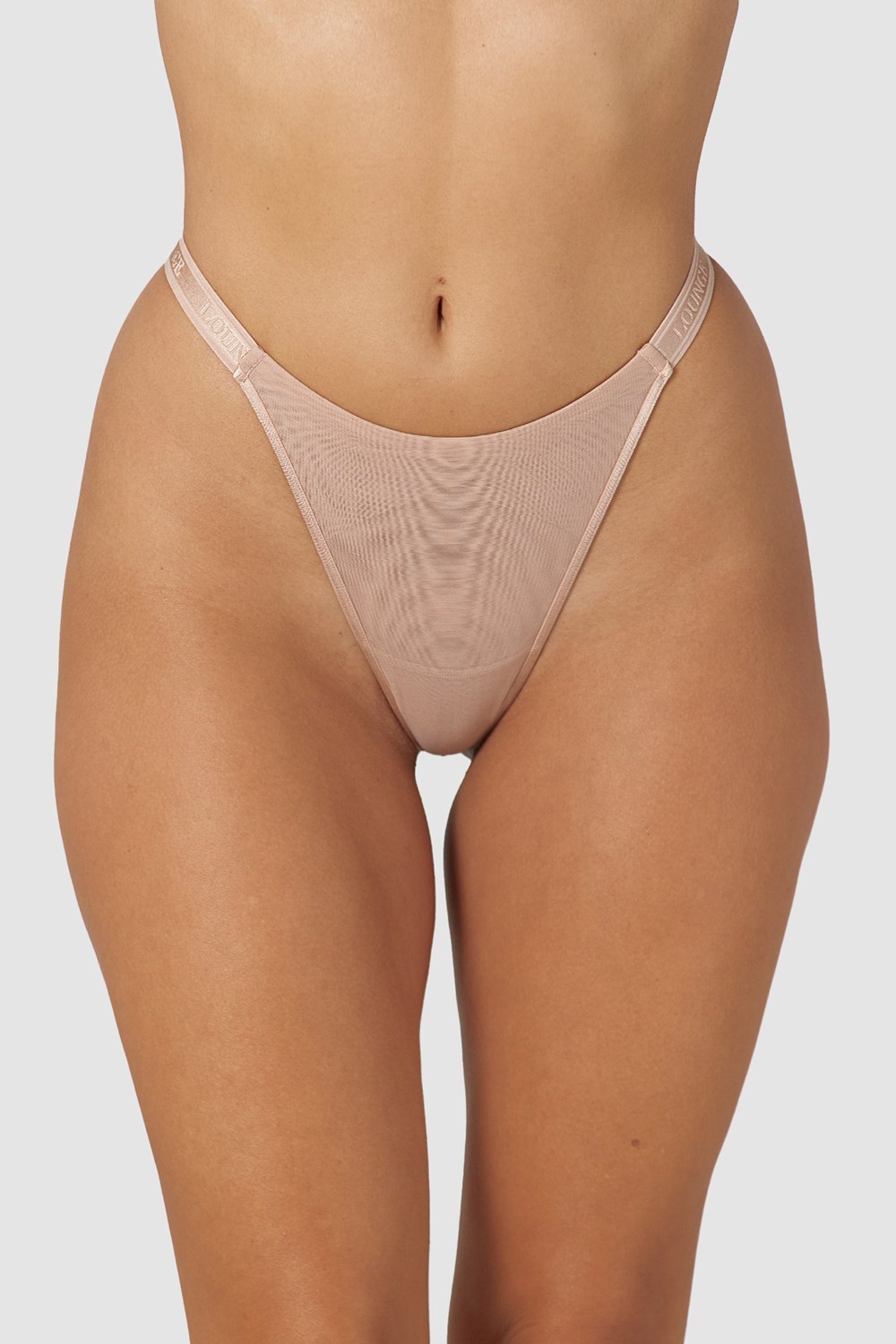 Lounge Underwear Smooth Mesh String Taupe | NAMQ-49076