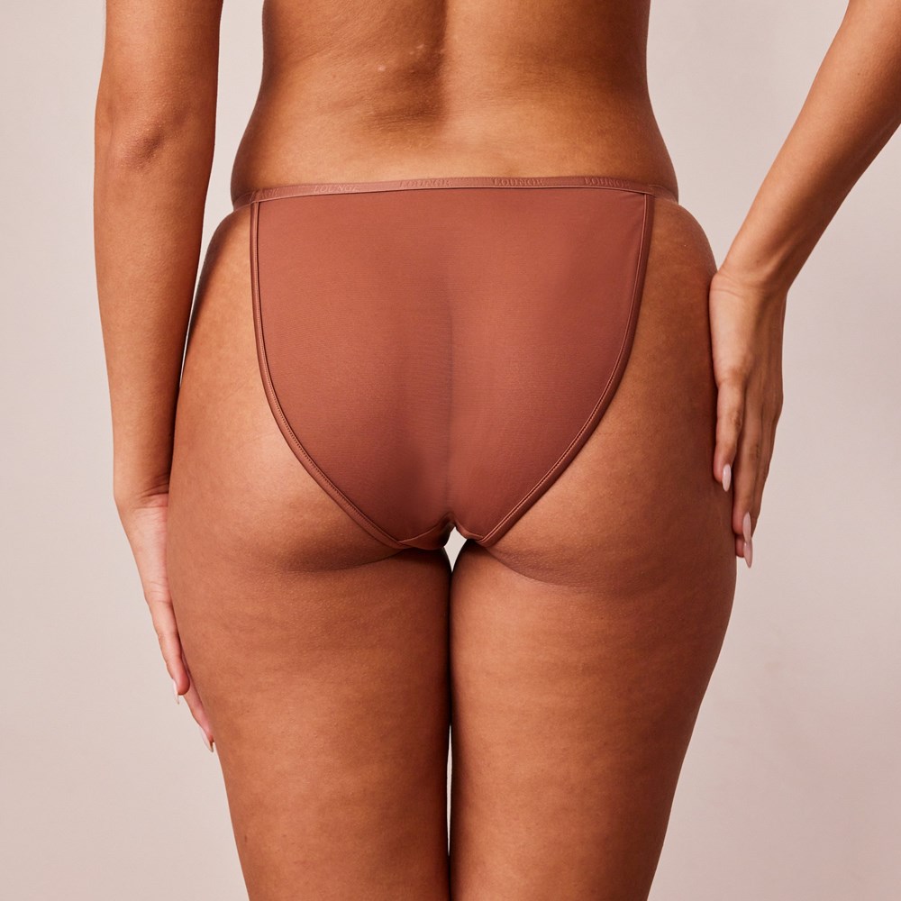 Lounge Underwear Soft Satin Briefs Mocha | SDBR-35124