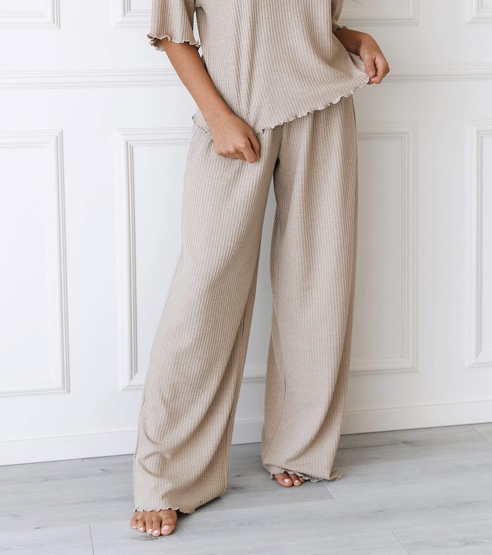 Lounge Underwear Soft Waffle Pajama Trousers Mink | KBIA-21659