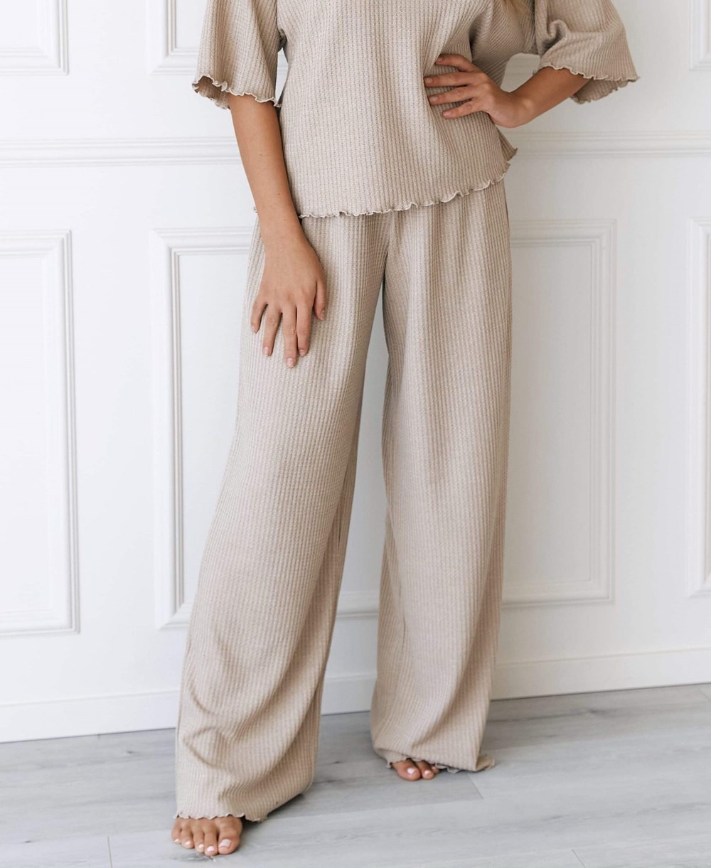 Lounge Underwear Soft Waffle Pajama Trousers Mink | KBIA-21659