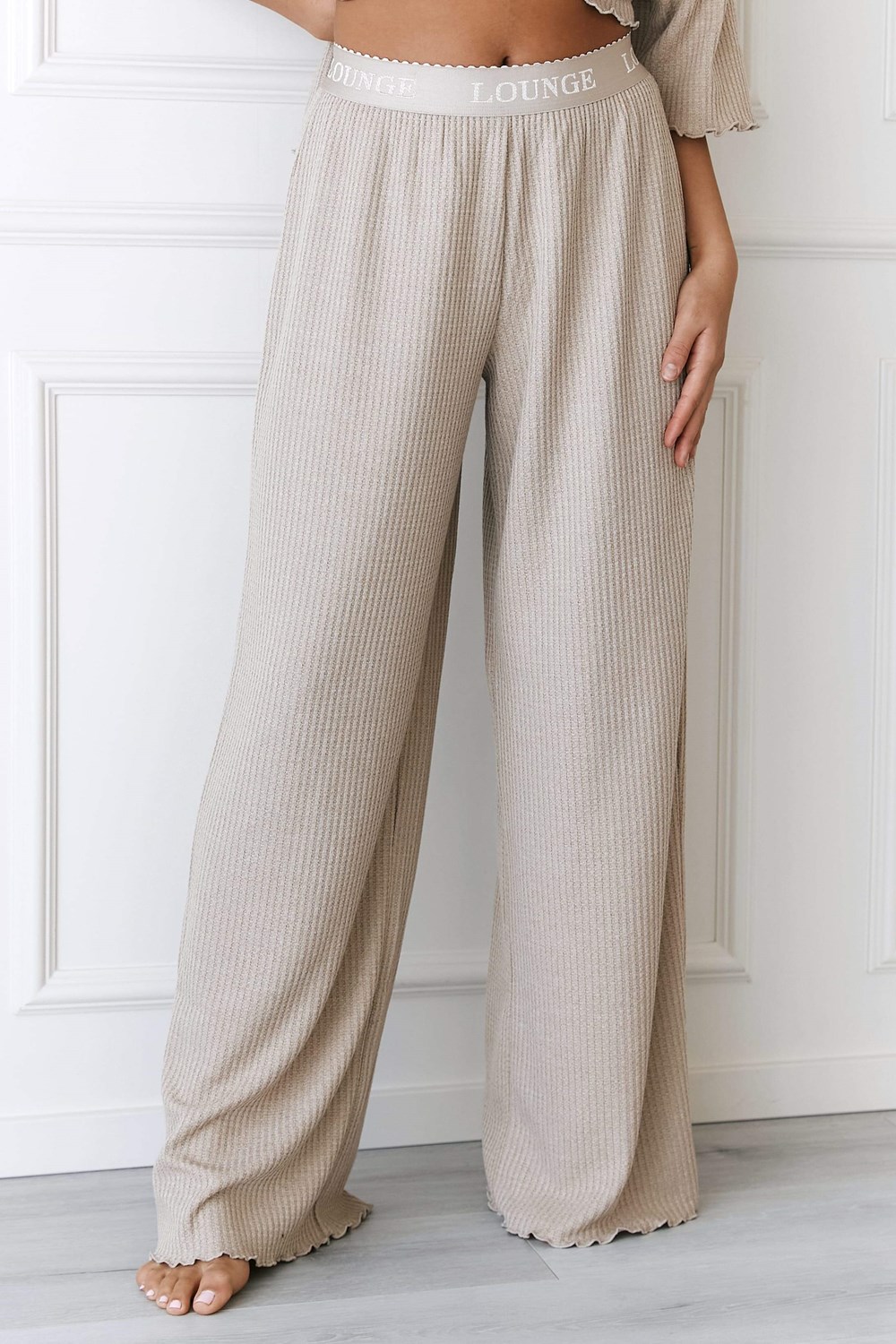 Lounge Underwear Soft Waffle Pajama Trousers Mink | KBIA-21659