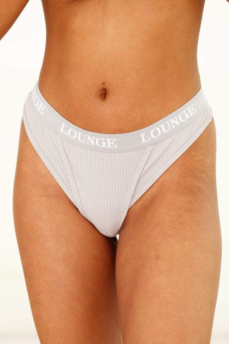 Lounge Underwear Ultra Bekvämlighet Räfflad String Grå | FYJV-20934