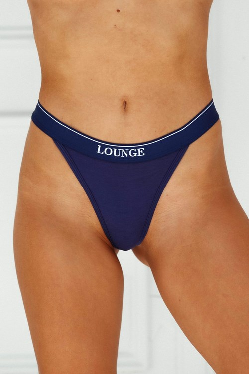 Lounge Underwear Bamboo Minimal Triangle String Marinblå | OZBT-92057